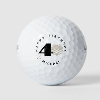 Balles de golf pour 40e anniversaire Gold And Blac