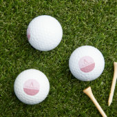 Balles De Golf Poussière de rose Monogramme Initiale Nom Minimal (Herbe in situ)