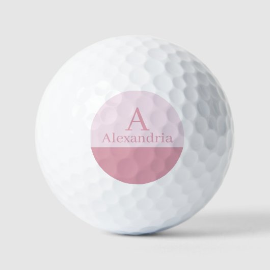 Balles De Golf Poussière de rose Monogramme Initiale Nom Minimal (Recto)