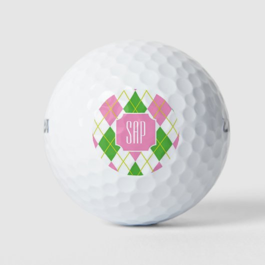 Balles de golf Préparatoires Argyle Rose Monogramm (Devant)