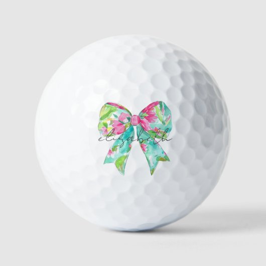 Balles De Golf Preppy Rose et Green Bow Personnalisé (Recto)