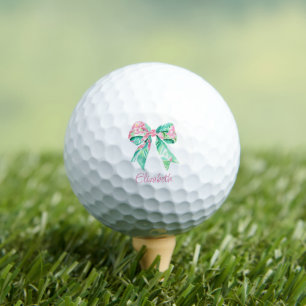 Balles De Golf Preppy Rose et Turquoise Floral Bow Personnalisé