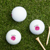 Balles De Golf Pretty pink daisy flower custom name womens (Herbe in situ)