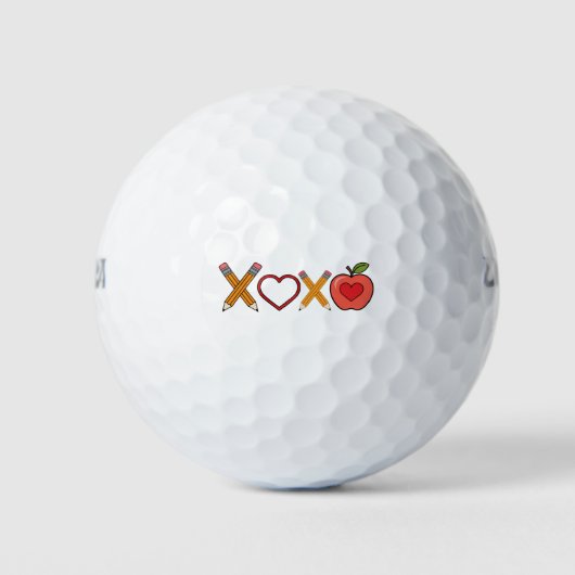 Balles De Golf Professeur XOXO Crayon Saint Valentin et pomme (Devant)