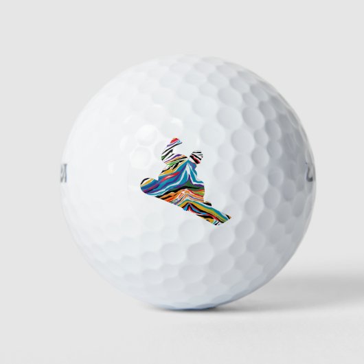 Balles De Golf Psychédélique-Zèbre-Snowboarder (Devant)
