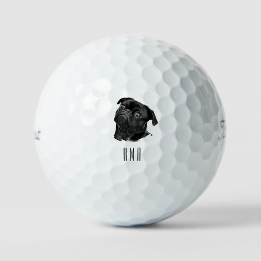 Balles De Golf Pug noir (Recto)