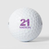 Balles De Golf Purple 21e anniversaire Golfer cadeau 21 ans éléga (Devant)