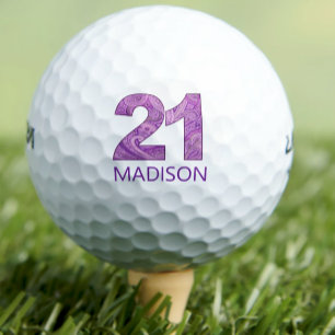 Balles De Golf Purple 21e anniversaire Golfer cadeau 21 ans éléga