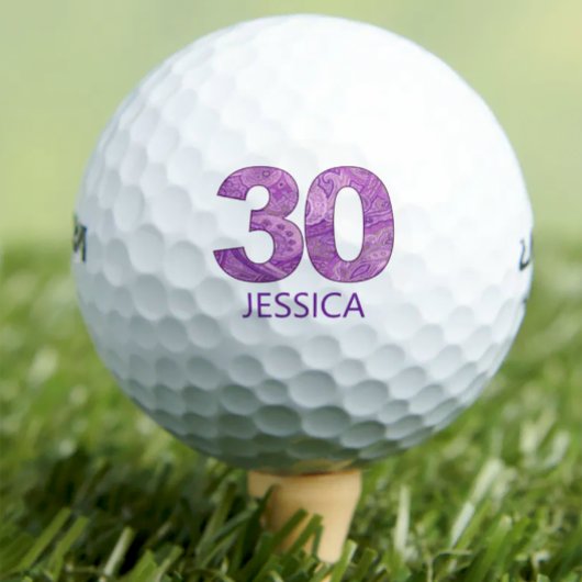 Balles De Golf Purple 30e anniversaire Golfer cadeau 30 ans éléga