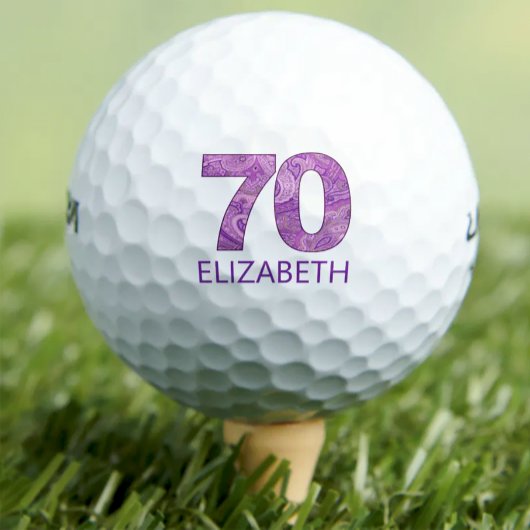 Balles De Golf Purple 70e anniversaire Golfer cadeau 70 ans éléga