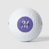 Balles De Golf Purple & Blanc Simple Monogramme Classique tendanc (Devant)