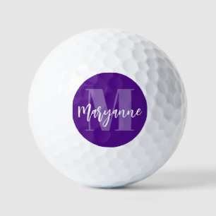 Balles De Golf Purple Elegant Moderne Monogramme Boules de golf