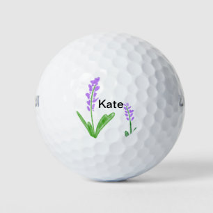 Balles De Golf Purple lavande florale aquarelle ajouter nom cu