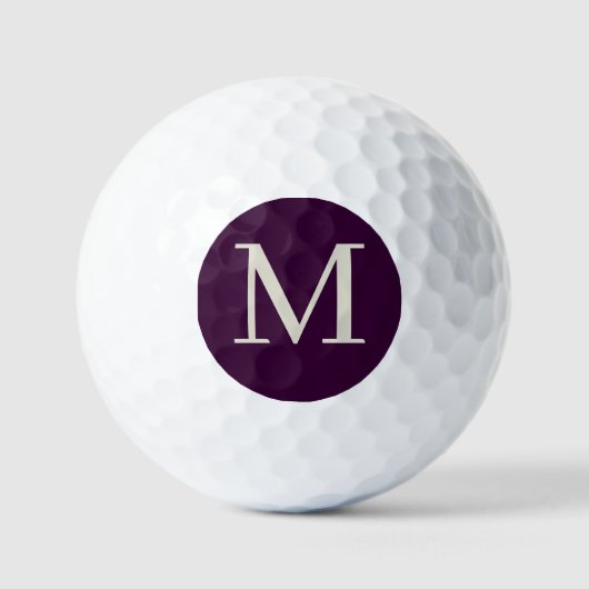 Balles De Golf Purpule foncé personnalisé Monogramme (Recto)