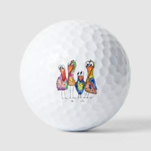 Balles De Golf Quatre Beaux Oiseaux Whimsical Colorés