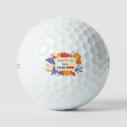 Balles De Golf Quiet Person With Loud Mind blue yellow (Recto)
