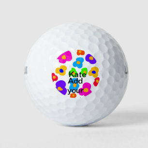 Balles De Golf Rainbow flower pride amour ajouter nom texte lqbtq