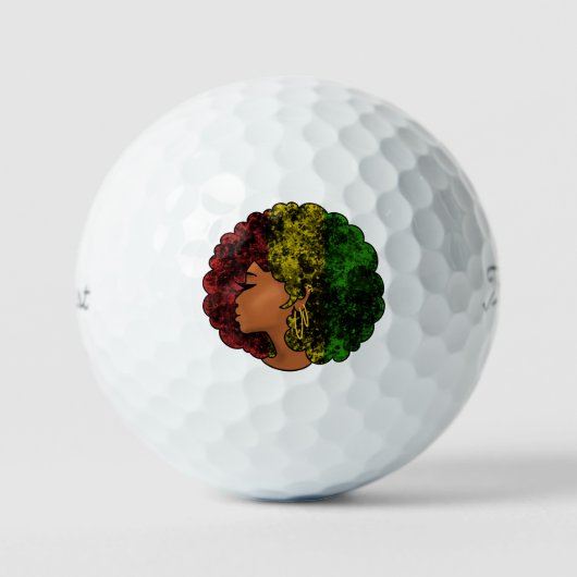 Balles De Golf Rasta femme noire afro rouge jaune vert (Recto)