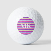 Balles De Golf Rayures Colorées avec Monogramme (Recto)
