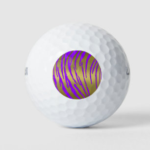 Balles De Golf Rayures de tigre or violet
