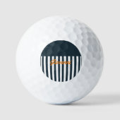 Balles De Golf Rayures Navy | Monogramme du gentleman moderne (Recto)
