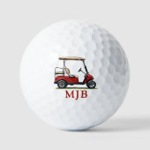 Balles De Golf Red Cart Golfer Personalized 3 Initial Monogram (Recto)