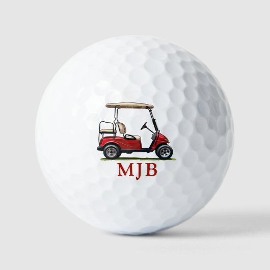 Balles De Golf Red Cart Golfer Personalized 3 Initial Monogram (Recto)