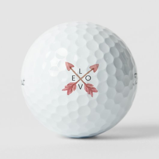 Balles De Golf Red Crossed Arrows 'LOVE' Classic Elegant Romantic (Recto)