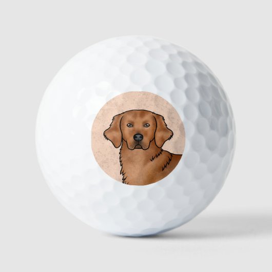 Balles De Golf Red Golden Retriever mignon tête de chien de dessi (Recto)