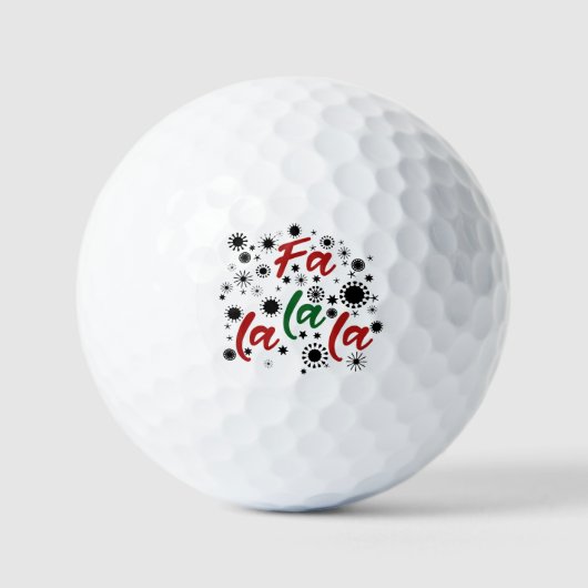 Balles De Golf Red Green Cute Fa La La Noël (Recto)