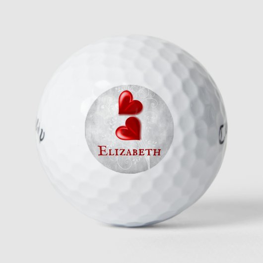 Balles De Golf Red Hearts Boules de golf personnalisées (Devant)