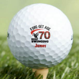Balles De Golf Red Plaid 70e anniversaire fête FORE-Get Age 70