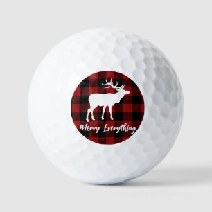 Balles De Golf Red Plaid Reindeer Joyeux Tout Vacances