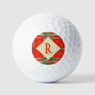 Balles De Golf RED SCOTT TARTAN Golf Balls + Initiale