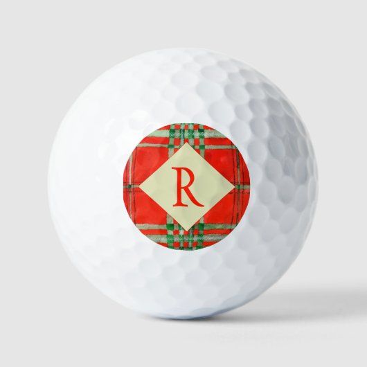 Balles De Golf RED SCOTT TARTAN Golf Balls + Initiale (Recto)