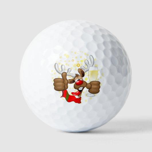 Balles De Golf Reindeer Drunk Funny Caractère de Noël (Recto)