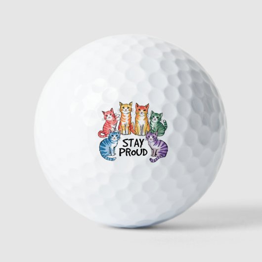 Balles De Golf Restez fier - Rainbow Cat LGBTQ Pride (Recto)