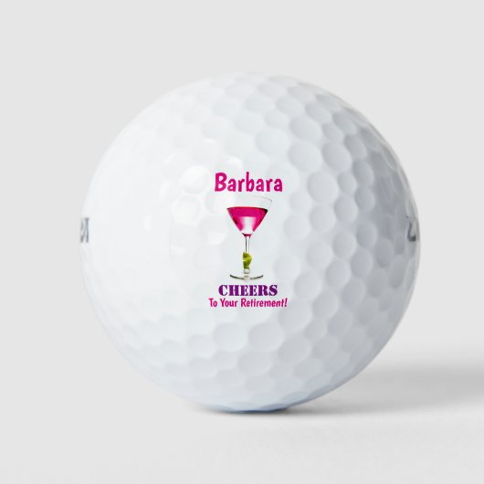 Balles De Golf Retraite Cheers Pink Martini Nom personnalisé (Devant)
