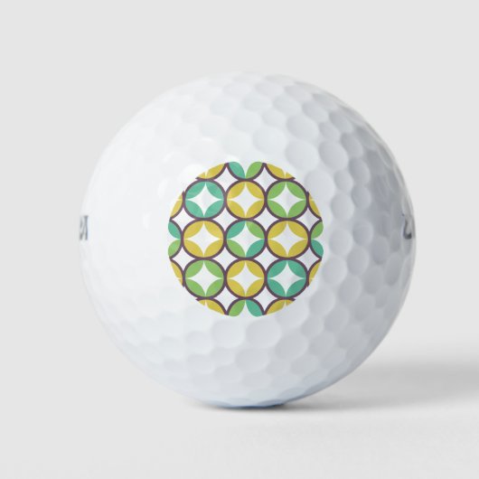 Balles De Golf Retro Diamond dans Circle Pattern Blue Green Gold (Devant)