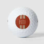 Balles De Golf Retro maroon striped Shadow monogrammed logo (Devant)