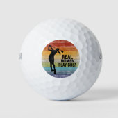 Balles De Golf Retro Sunset Real Femmes Jouer Golf (Devant)