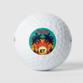 Balles De Golf Retro Tropical 80s Style Monogrammed Golf Balls (Devant)