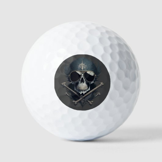 Balles De Golf Rock On Skull Tee (Recto)