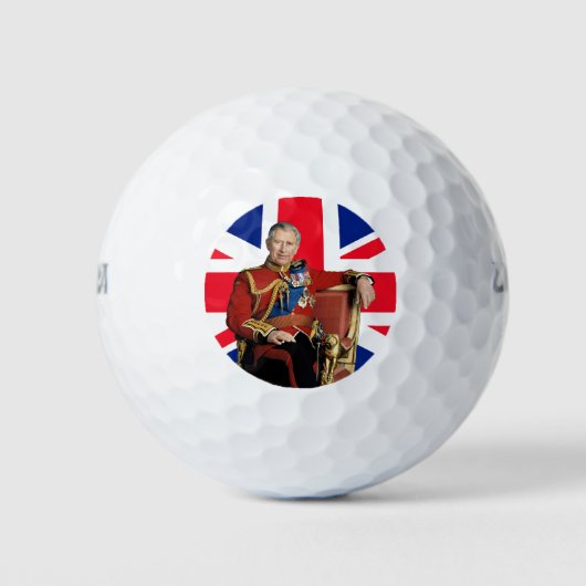 Balles De Golf Roi Charles III drapeau britannique Rouge Blanc Bl (Devant)