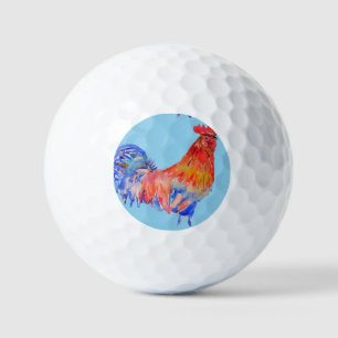 Balles De Golf Rooster rouge Poulet Aquarelle Papa Nom du père