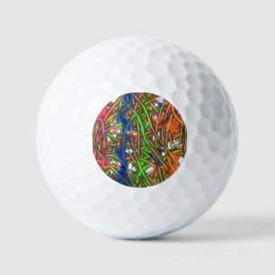 Balles De Golf Rose, Bleu, Vert, Orange, Œuvre d'art en marbre