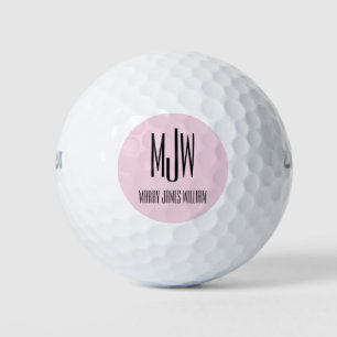 Balles De Golf Rose clair moderne Monogramme Girl