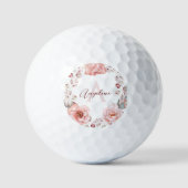Balles De Golf Rose d'aquarelle Wreath personnalisée | BLANCHE (Recto)