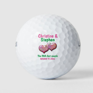 Balles De Golf Rose Deux Coeurs Joint Mariage Favor