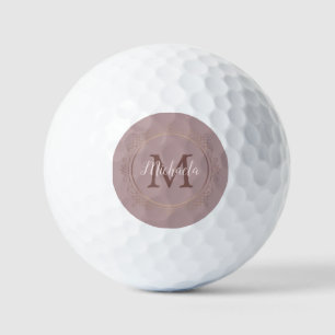 Balles De Golf Rose Gold Monogramme Élégant Modèle moderne